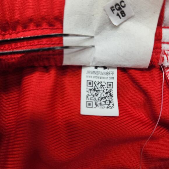 NEW Under Armour Pants Womens S Red White UA Knit Warm Up Team Zip Ankle Gym - Picture 12 of 16